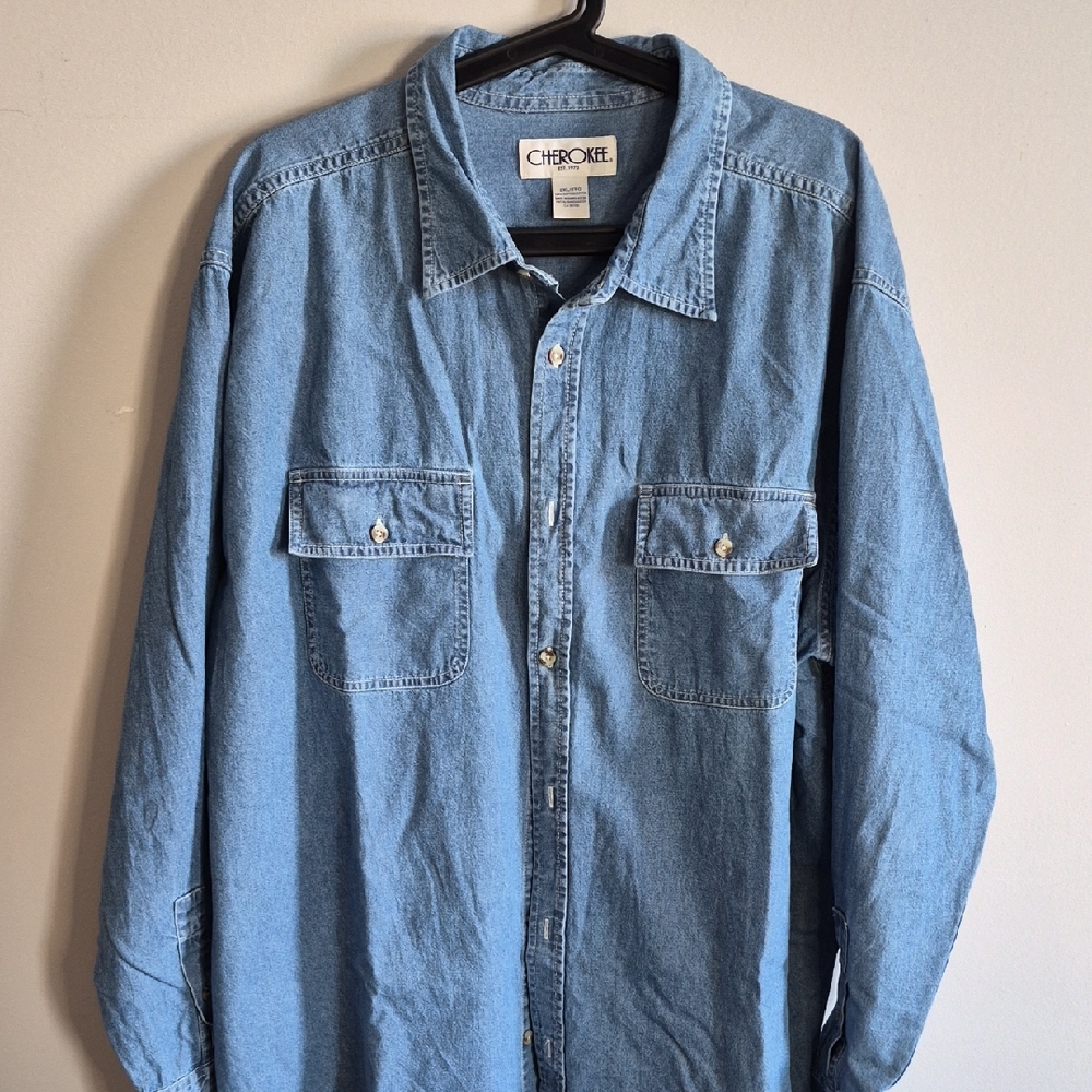 Cherokee Blue Casual Button Down Shirt